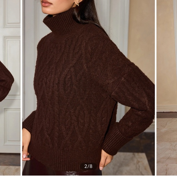 Commense Dark Brown Turtleneck Sweater - Picture 2 of 7